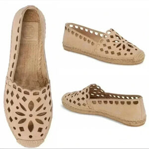 Tory Burch May Flat Flower Cut Out Espadrille Sandals Cap Toe Sz 7